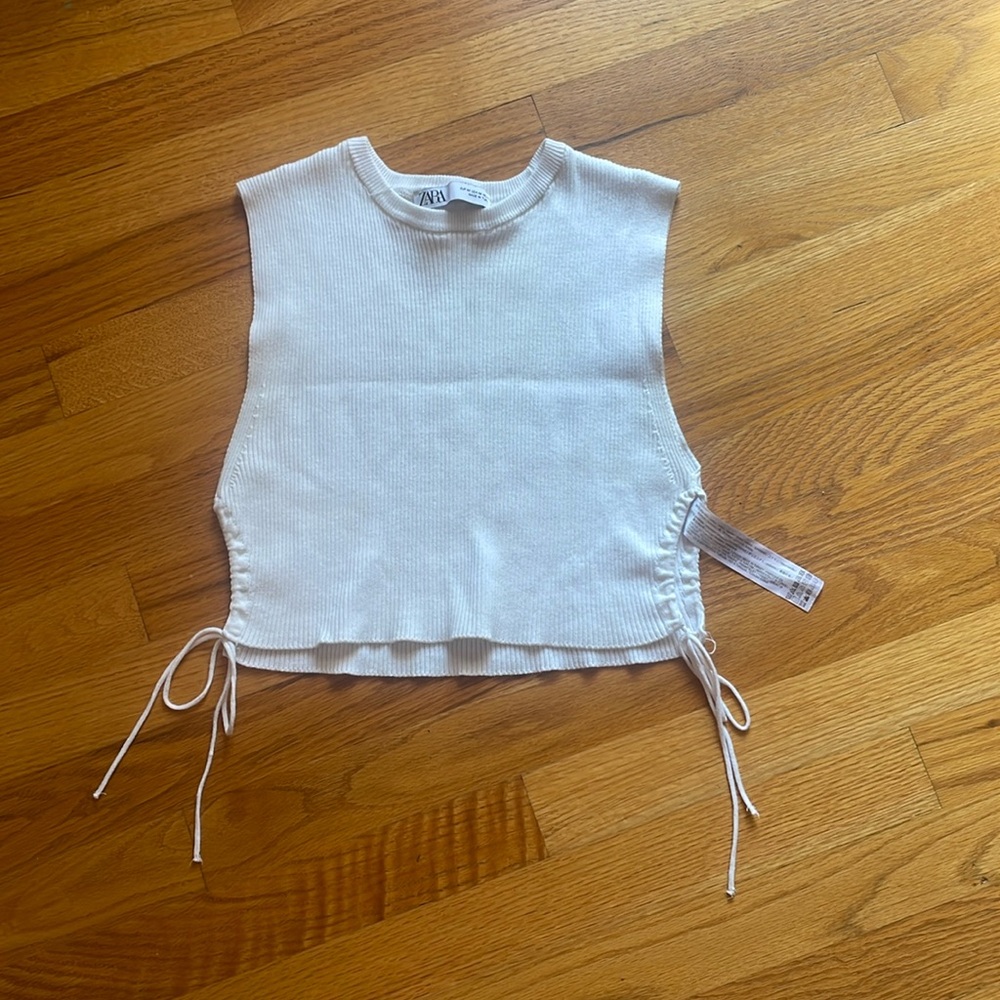 Zara white tie tank m